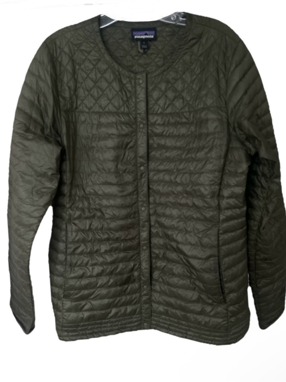 Patagonia Recycled Down Snap-T Jacket Women’s L Olive Green